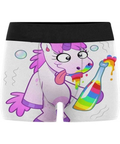 Boxer Briefs Men's Underwear Drunk Cartoon Unicorn with a Bottle of Rainbow XXL - CJ18IGADGLQ $37.35 Boxer Briefs