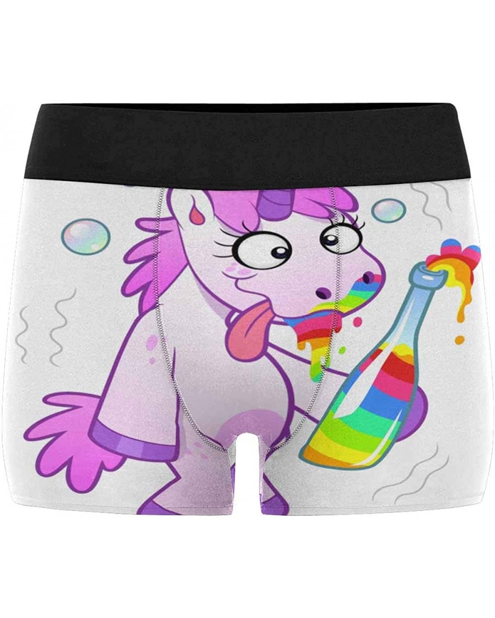 Boxer Briefs Men's Underwear Drunk Cartoon Unicorn with a Bottle of Rainbow XXL - CJ18IGADGLQ $37.35 Boxer Briefs