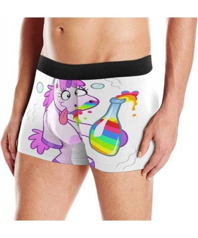 Boxer Briefs Men's Underwear Drunk Cartoon Unicorn with a Bottle of Rainbow XXL - CJ18IGADGLQ $37.35 Boxer Briefs