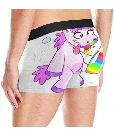 Boxer Briefs Men's Underwear Drunk Cartoon Unicorn with a Bottle of Rainbow XXL - CJ18IGADGLQ $37.35 Boxer Briefs