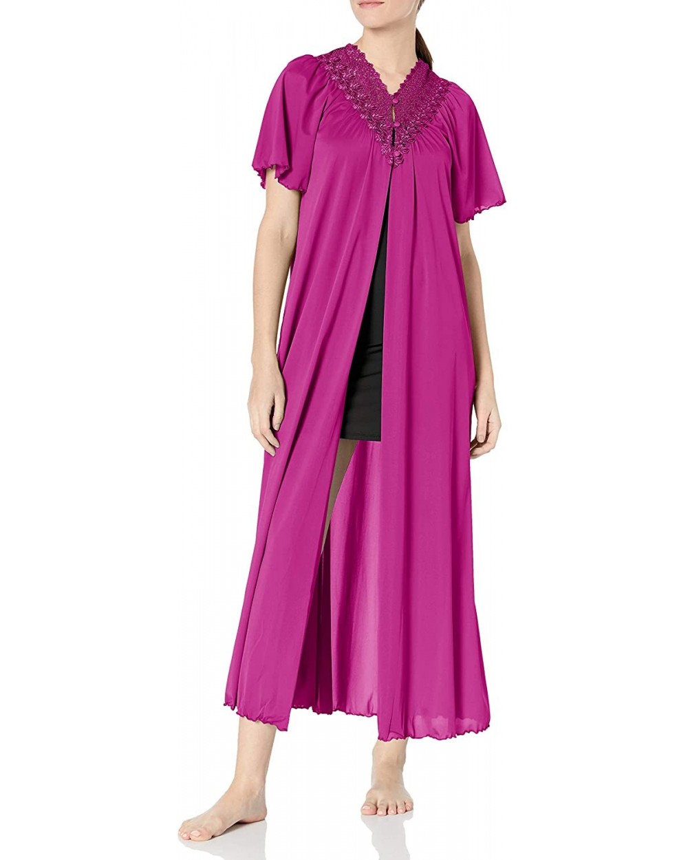 Women's Beloved 54 Inch Flutter Sleeve Long Peignoir Robe - Magenta - C311N01S98D $34.07 Robes