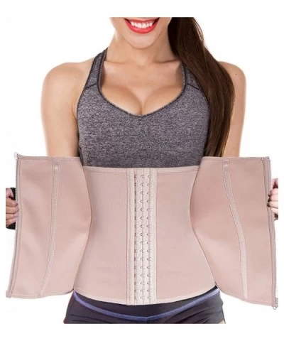 Women Waist Trainer Corset Zipper Hook Shapewear Double Control Body Shaper Tummy Fat Burning Waist Cincher - Beige Corset - ...