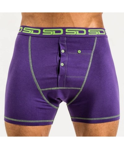 Men's Stash Boxer Brief Shorts - Pickpocket Proof Travel Secret Pocket Underwear - Purple - CX11N4FXIJ5 $54.44 Boxer Briefs