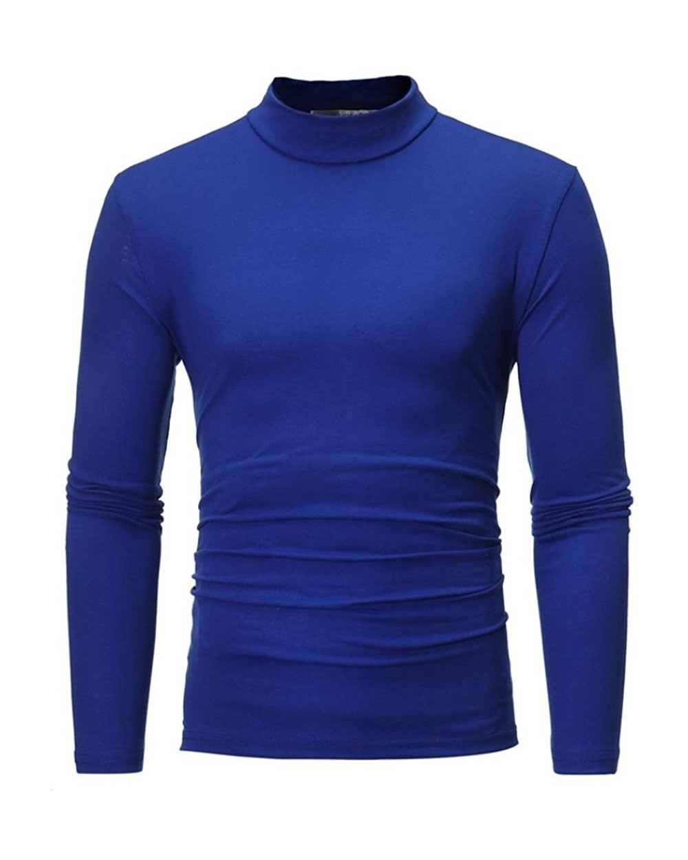 Long Sleeve Shirts Men's Autumn Long Sleeve O-Neck Stretchy Turtleneck T-shirt Top Sweatshirt Blouse - Blue - CS18H2WUKLE $21...