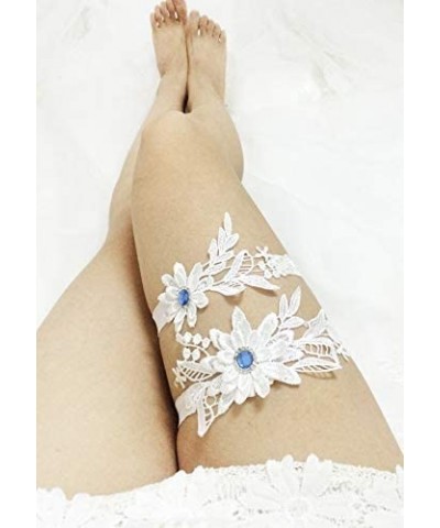 Lady Sexy Lace Wedding Garter Set for Bride Rhinestone Bridal Garter Set - 1 Burgundy - CK18H9EQYWW $17.71 Garters & Garter B...