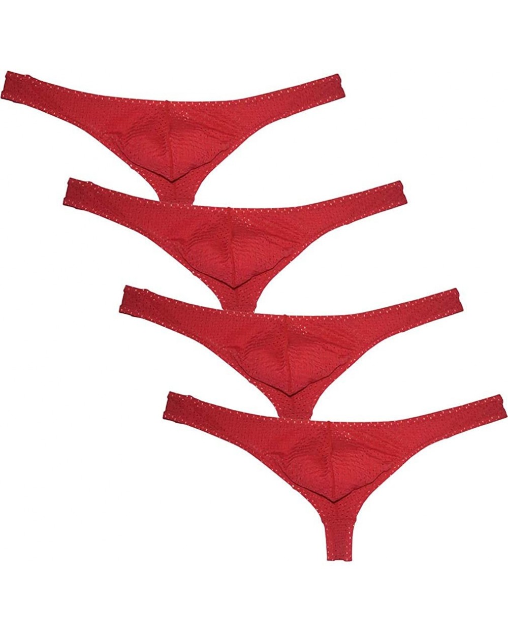 Men's Low Rise Thong Sexy Men Underwear T-Back Panties Breathable Tangas - 4-pack Red - CX18ZEYNNKK $21.09 G-Strings & Thongs