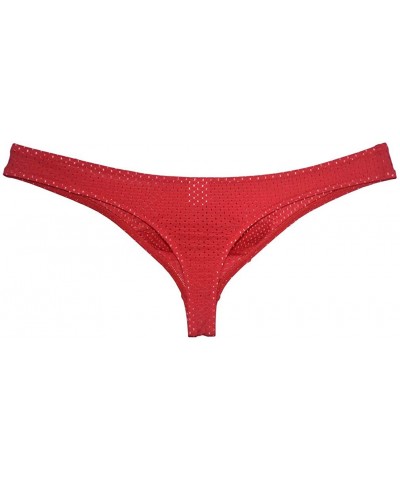 Men's Low Rise Thong Sexy Men Underwear T-Back Panties Breathable Tangas - 4-pack Red - CX18ZEYNNKK $21.09 G-Strings & Thongs