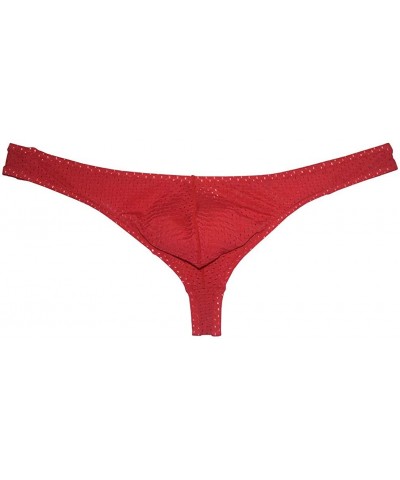 Men's Low Rise Thong Sexy Men Underwear T-Back Panties Breathable Tangas - 4-pack Red - CX18ZEYNNKK $21.09 G-Strings & Thongs