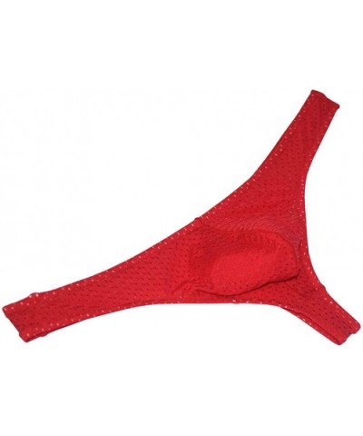 Men's Low Rise Thong Sexy Men Underwear T-Back Panties Breathable Tangas - 4-pack Red - CX18ZEYNNKK $21.09 G-Strings & Thongs