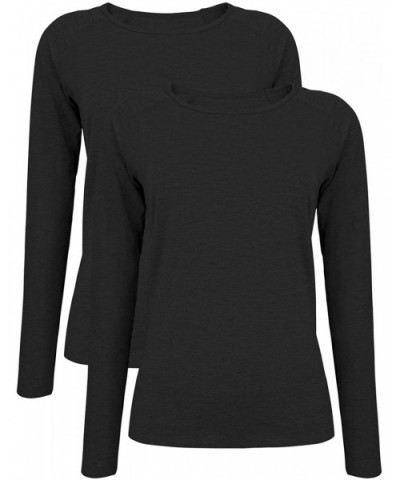 Women's Long Sleeve Sleep T-Shirt Crewneck Pajama Tops Soft Tee Undershirts Base Layer 2 Pack - 2pcs Black - CW1934QX47G $41....