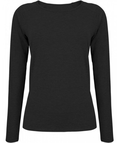 Women's Long Sleeve Sleep T-Shirt Crewneck Pajama Tops Soft Tee Undershirts Base Layer 2 Pack - 2pcs Black - CW1934QX47G $41....