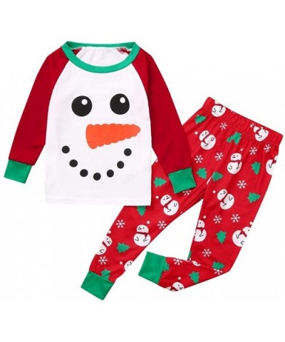 Matching Family Pajamas Christmas Cartoon Snowman Top+Pants Xmas Long Sleeve Soft Sleepwear - ☀kids-white - CP18ZDQ7I4X $24.0...