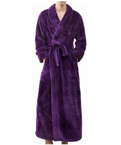Men's Winter Lengthened Bathrobe Home Shawl Long Sleeved Robe Coat Men Robe Bathrobe Men - D - CS1928UDRQ6 $67.21 Robes