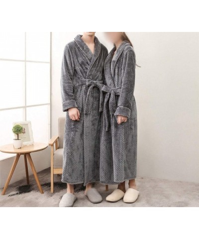 Men's Winter Lengthened Bathrobe Home Shawl Long Sleeved Robe Coat Men Robe Bathrobe Men - D - CS1928UDRQ6 $67.21 Robes