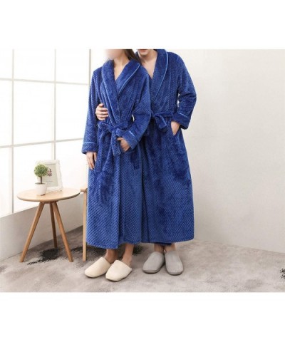 Men's Winter Lengthened Bathrobe Home Shawl Long Sleeved Robe Coat Men Robe Bathrobe Men - D - CS1928UDRQ6 $67.21 Robes