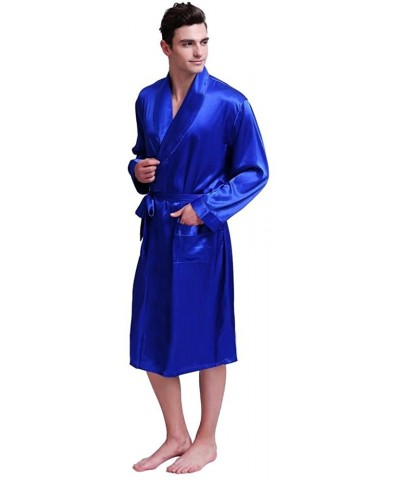 Men's Silk Satin Solid Color Robe - Invy - C01872S2I6Q $47.20 Robes