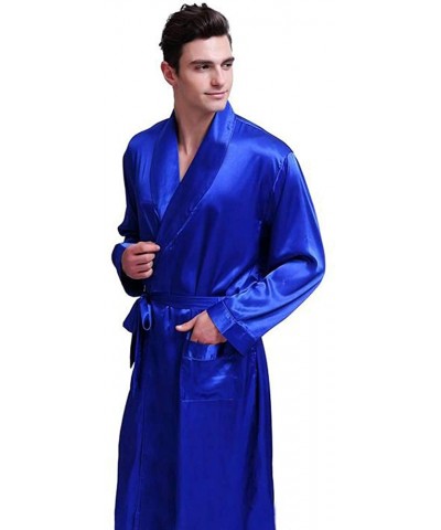 Men's Silk Satin Solid Color Robe - Invy - C01872S2I6Q $47.20 Robes