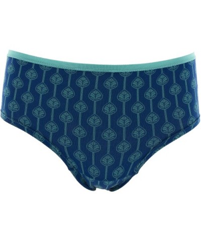 Womens Wear Print Classic Brief - Navy Leaf Lattice - CZ194YD4X90 $32.77 Panties