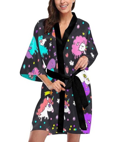 Custom Cute Funny Face Women Kimono Robes Beach Cover Up for Parties Wedding (XS-2XL) - Multi 4 - C7194S4Q0RH $79.07 Robes