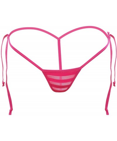 Women's Micro String Adjustable Tie Thong Very Low Rise See Through - Pink - CH11SQG238J $21.23 Panties