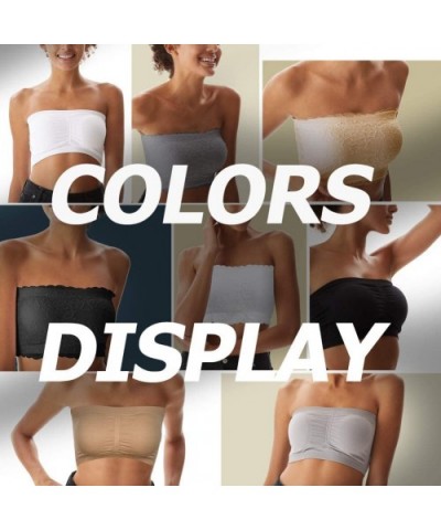 Women's Strapless Bandeau Bra Basic Wire-Free Summer Seamless Bandeau Tube Top Workout Bra-1/2/3 Pack - Lace White*1 - CL18W0...