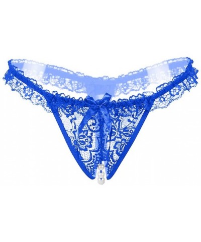 One Size Women Personality Multi-Color Lace Lingerie Ladies Bow Underwear - Blue-b - CY193DMTKTE $12.05 Bustiers & Corsets