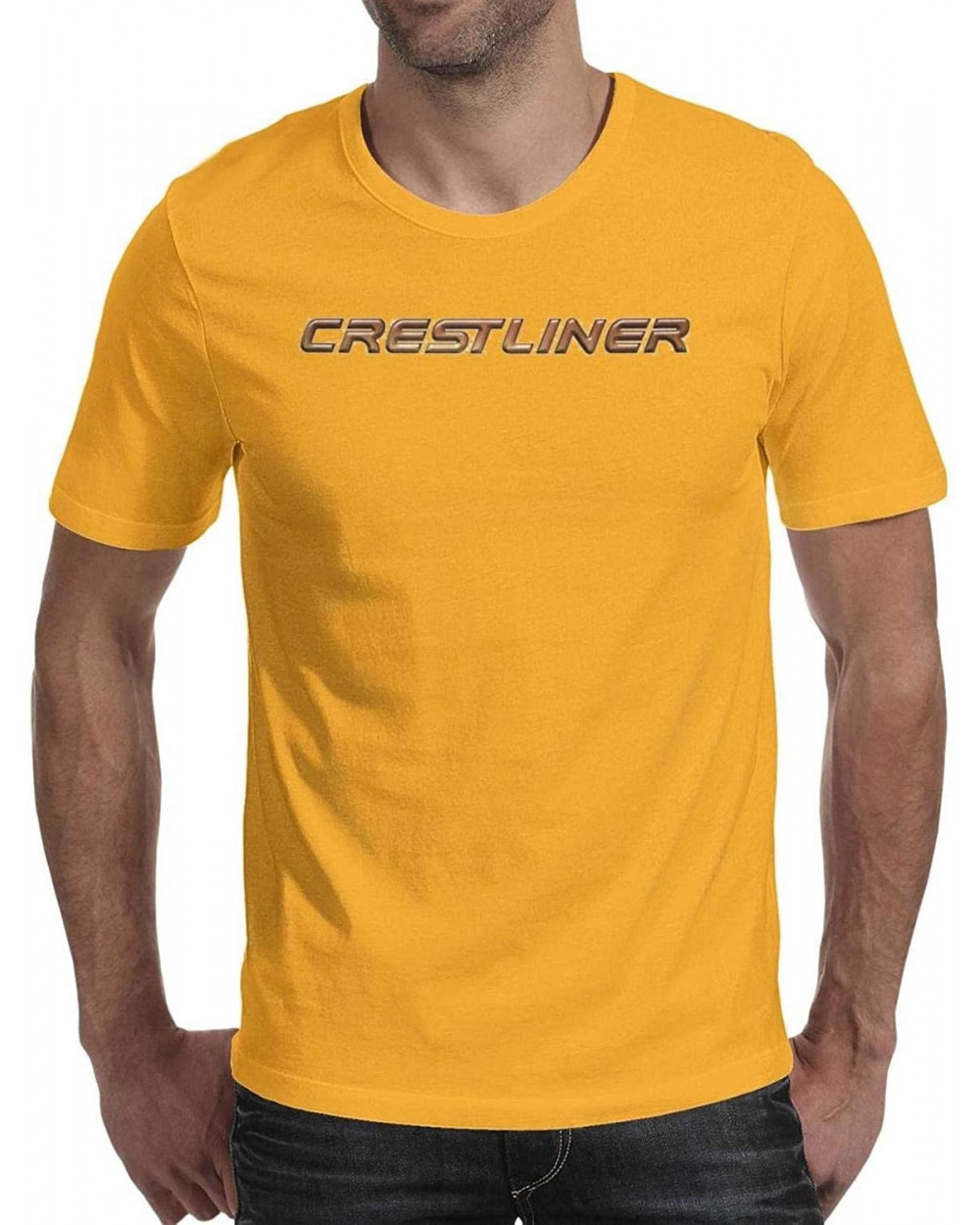 Mens Guys Graphic Shirts Dri Fit Crestliner-Logo-Yellow- Jersey Short Sleeve T Shirts - Yellow-38 - CQ18W52NESE $44.14 Unders...