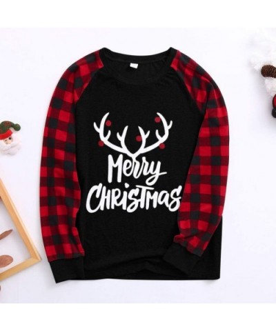 Christmas Man Daddy Print Blouse Tops and Pants Xmas Family Clothes Pajamas - Black B - CB18ZAMO3HU $36.76 Slips