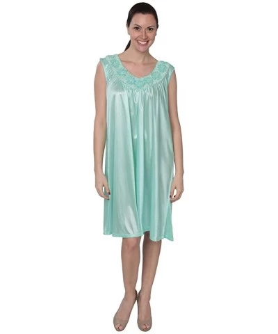 Women's Tricot Sleeveless Long Nightgown - F33_mint Green - CU1839CA3DL $23.75 Nightgowns & Sleepshirts