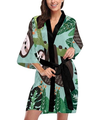 Custom Winter Snowflake Blue Women Kimono Robes Beach Cover Up for Parties Wedding (XS-2XL) - Multi 4 - C6194S4LT0C $81.25 Robes