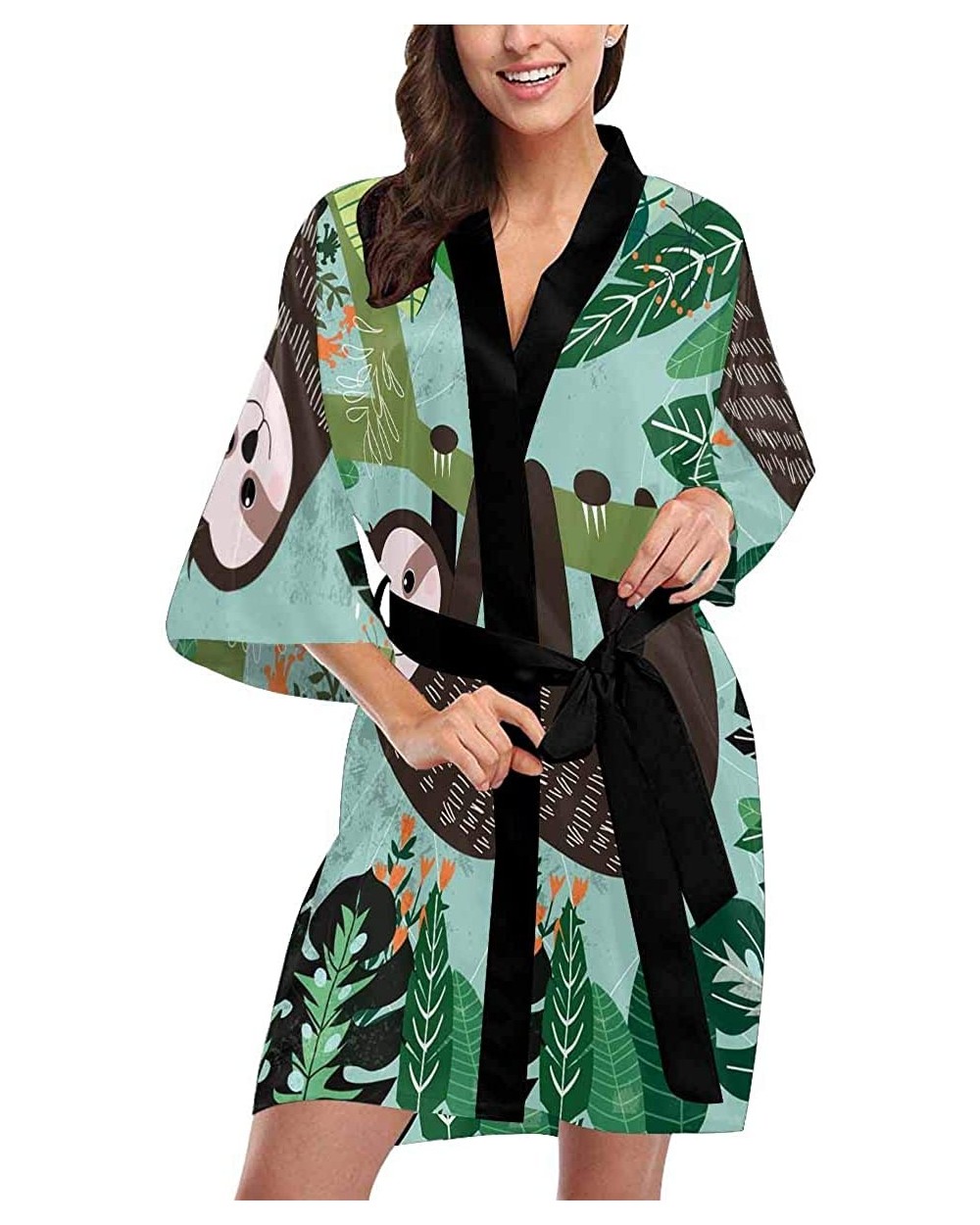 Custom Winter Snowflake Blue Women Kimono Robes Beach Cover Up for Parties Wedding (XS-2XL) - Multi 4 - C6194S4LT0C $81.25 Robes