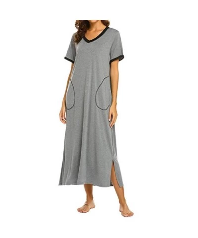 Tunic T Shirt Blouse Tops Women's Nightshirt Short Sleeve Nightgown Ultra-Soft Full Length Sleepwear Dress Blouses for Women ...