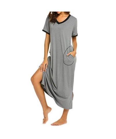 Tunic T Shirt Blouse Tops Women's Nightshirt Short Sleeve Nightgown Ultra-Soft Full Length Sleepwear Dress Blouses for Women ...