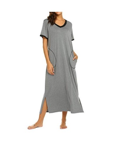 Tunic T Shirt Blouse Tops Women's Nightshirt Short Sleeve Nightgown Ultra-Soft Full Length Sleepwear Dress Blouses for Women ...