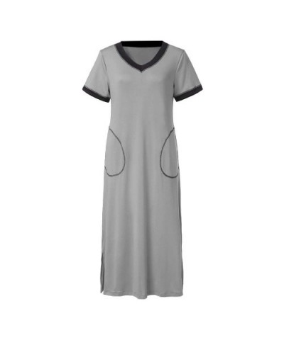 Tunic T Shirt Blouse Tops Women's Nightshirt Short Sleeve Nightgown Ultra-Soft Full Length Sleepwear Dress Blouses for Women ...