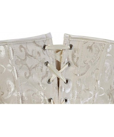 Women's Corset Vintage Court Lacing Printed Belt 5 Metal Buckle Tummy Control Body Shaper (Beige Size XL) - Beige - CP194MXKX...