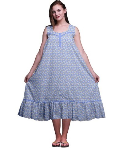 Nightgowns for Women Mid-Calf Printed Sleepwear Night Ware Dress - Lavender Blue7 - CS18S8QYHZ0 $60.62 Nightgowns & Sleepshirts