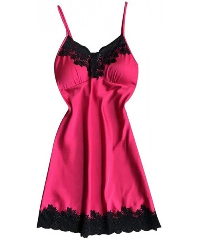 Sexy Ladies Lingerie Sleepwear Women Babydoll Robe Underwear Night Dress - Hot Pink - CA18UKRLAAW $18.73 Baby Dolls & Chemises