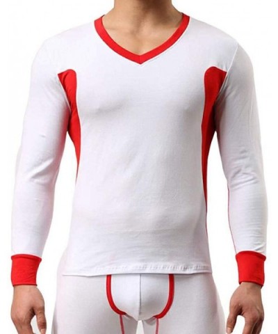 Mens Thermal Underwear Winter Warm Long John Set Ultra Soft Base Layer Top and Bottom - White - CK192QTXODU $77.80 Thermal Un...