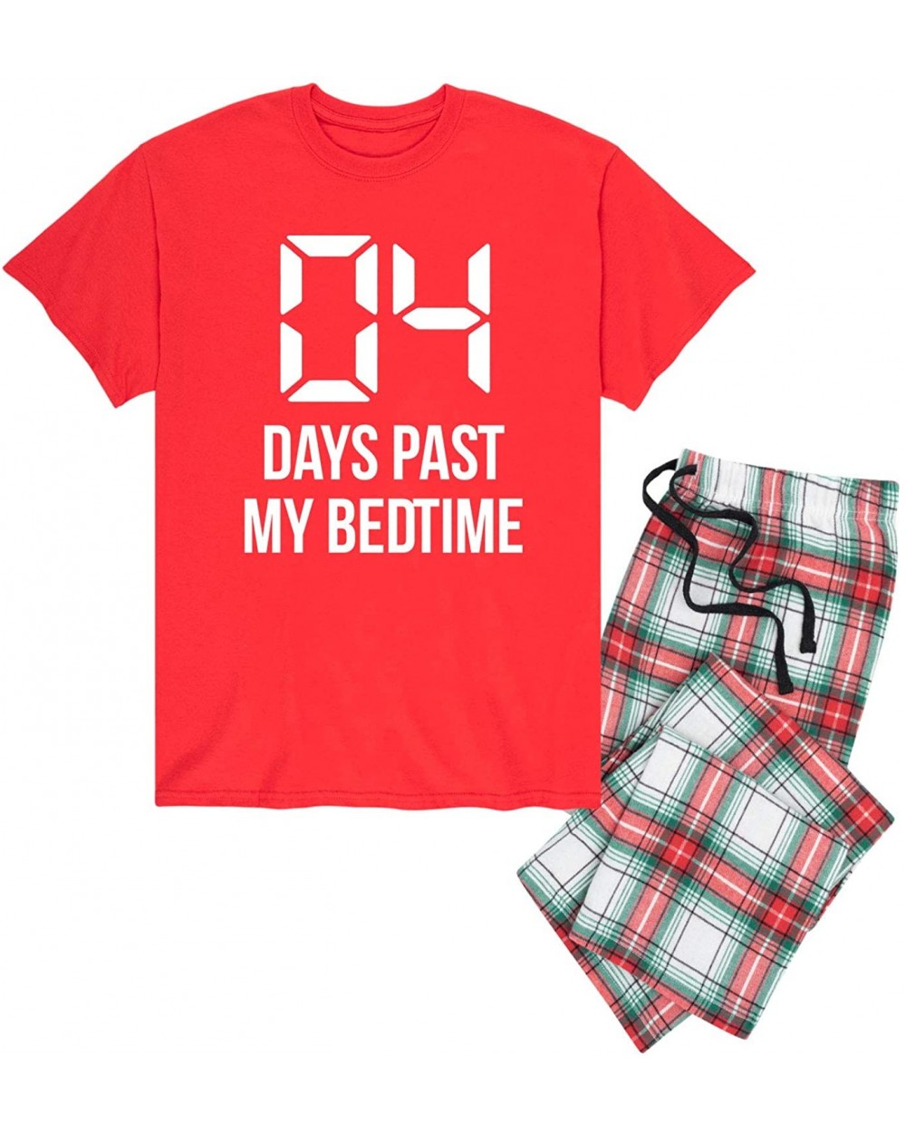 Four Days Past Bedtime - Men's Pajama Set - Red|red and Green Plaid - CD194M06ZLA $48.84 Sleep Sets