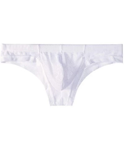Plus Size M XXXL Men Sexy Lace Transparent Personal Briefs Bikini G Strings Thongs Jocks Tanga Exotic Jocks - White - CP193HD...