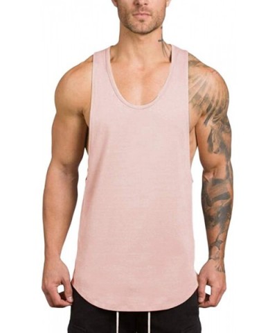 Vest Men Solid O-Neck Tank Tops Fashion Fitness Cotton T-Shirt - Beige - CK19CD6KX8G $25.64 Thermal Underwear