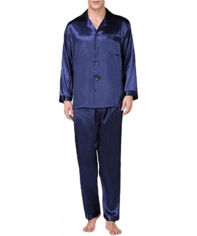 Men's Slim Sleepwear Comfort Lounge 2 Pieces Pajama Sets Blue M - C61938AHHTA $49.36 Sleep Sets