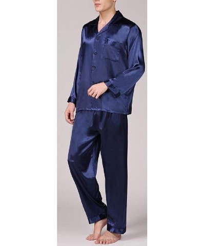 Men's Slim Sleepwear Comfort Lounge 2 Pieces Pajama Sets Blue M - C61938AHHTA $49.36 Sleep Sets