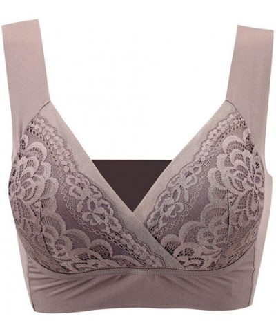 Sexy Underwear Women's Sexy Air Permeable Extra Support Wirefree Lace Bra - Purple - CY18Y05NKN6 $24.63 Accessories