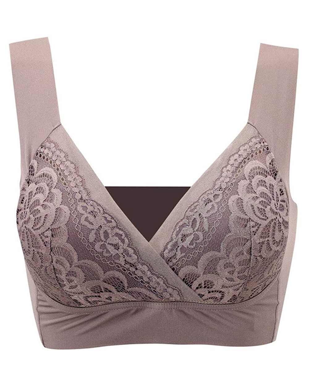 Sexy Underwear Women's Sexy Air Permeable Extra Support Wirefree Lace Bra - Purple - CY18Y05NKN6 $24.63 Accessories