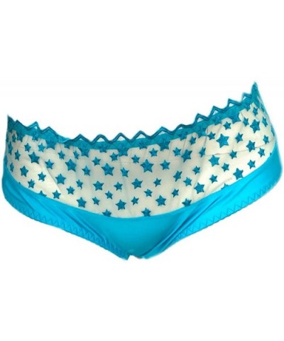 Turquoise Aqua Blue Star Lace Panties lace Briefs(Regular and Plus Size) Sheer Embroidered- Comfortable and Sexy - C3192WSDWE...