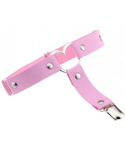 Women's Gothic Punk Garter Belt Adjustable PU Leather Leg Ring Heart Shaped Ring Leg Sling (Pink PG0492) - C218X5CKEC2 $15.32...