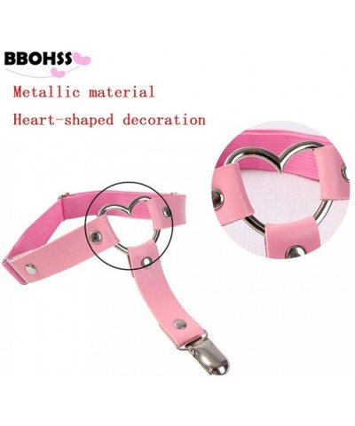 Women's Gothic Punk Garter Belt Adjustable PU Leather Leg Ring Heart Shaped Ring Leg Sling (Pink PG0492) - C218X5CKEC2 $15.32...