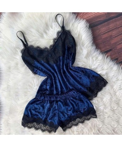 2PC Lingerie Women Babydoll Nightdress Pajamas Nightgown Sleepwear Lace Underwear Set - C_blue - CB19547DC3N $17.97 Nightgown...